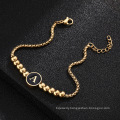 Shangjie OEM pulseras de acero inoxidable hip hop bracelet trendy stainless steel gold plated bracelet letter beaded bracelet